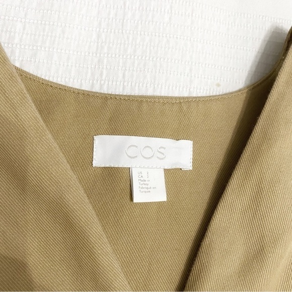 Cos BEIGE LONG SLEEVE V-NECK ZIPPER FRONT MAXI DRESS - 2 - Picture 3 of 10